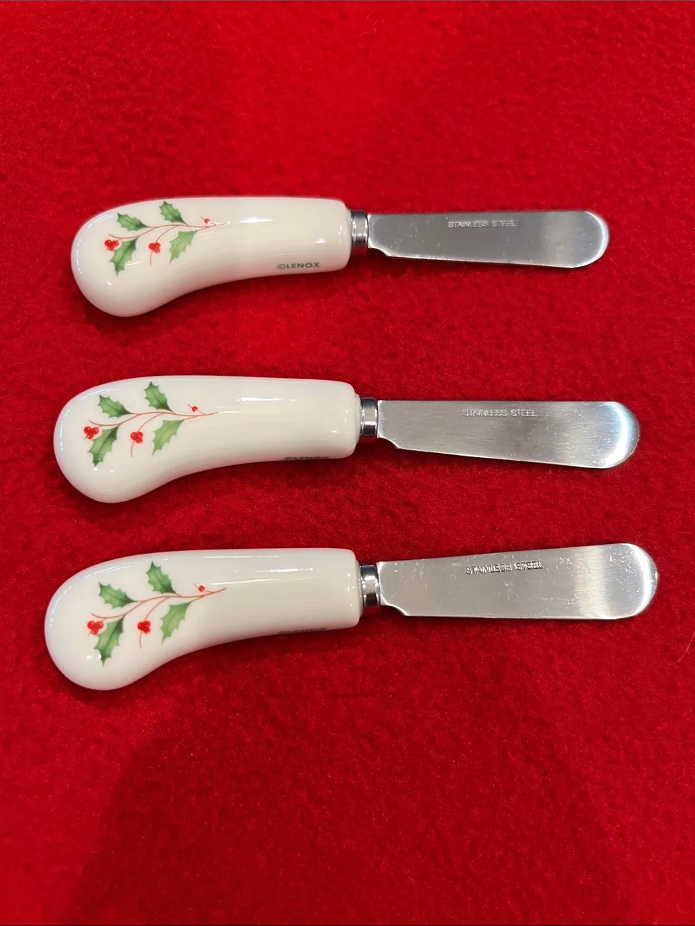 Lenox Holiday Cheese Spreaders, Classic Pattern  - Set of 3